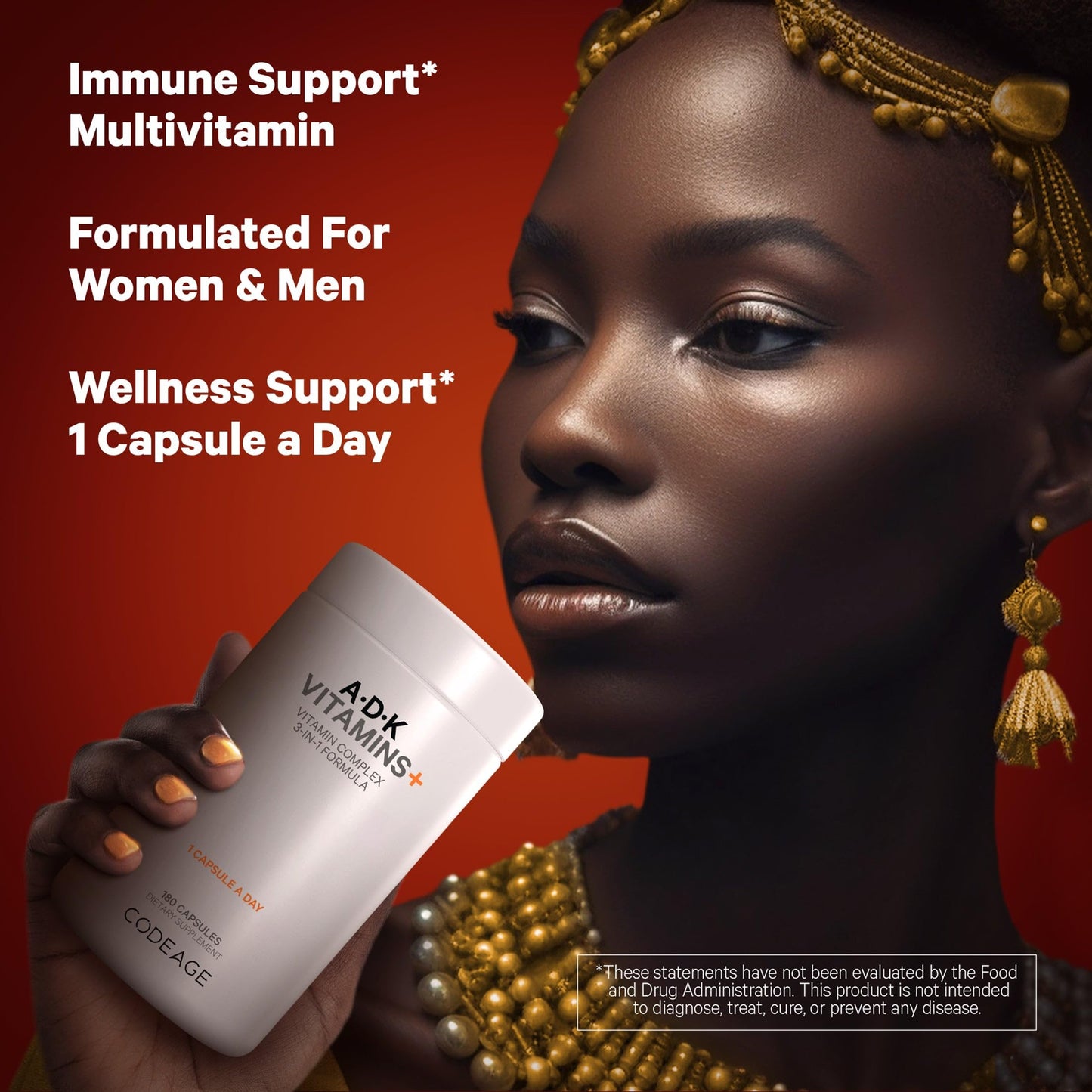 Soporte inmune de vitaminas ADK Codeage, para hombres y mujeres.