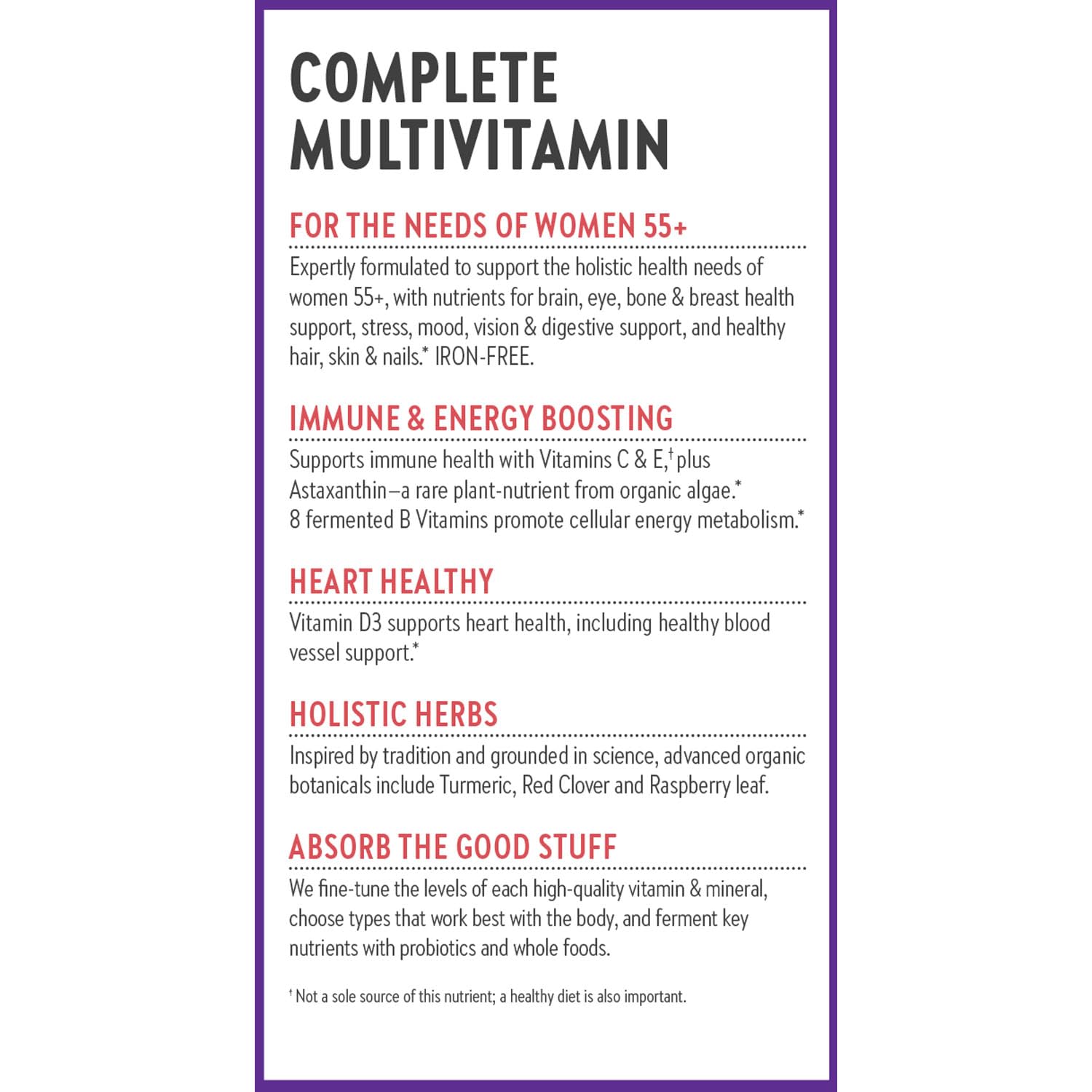 Soporte completo multivitamínico para mujeres
