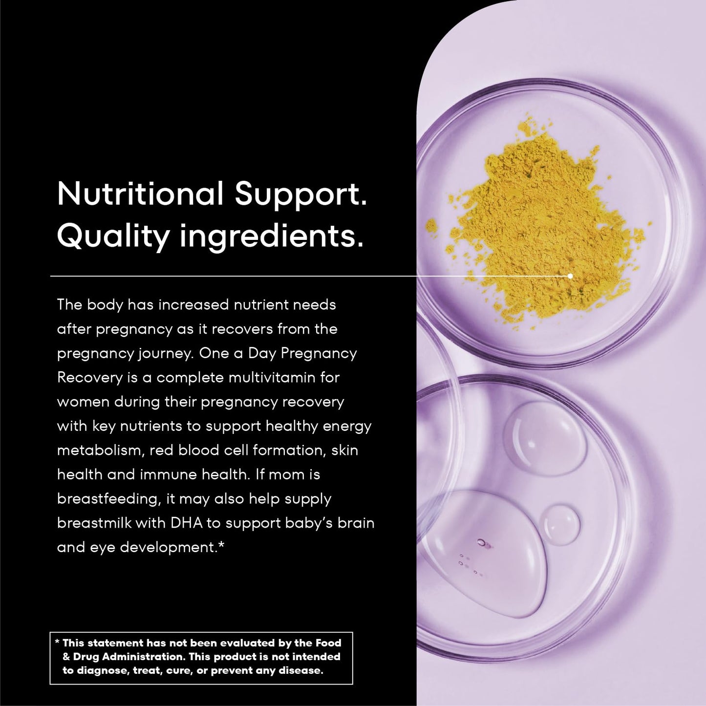 Soporte nutricional y calidad en ingredientes del multivitamínico posnatal.