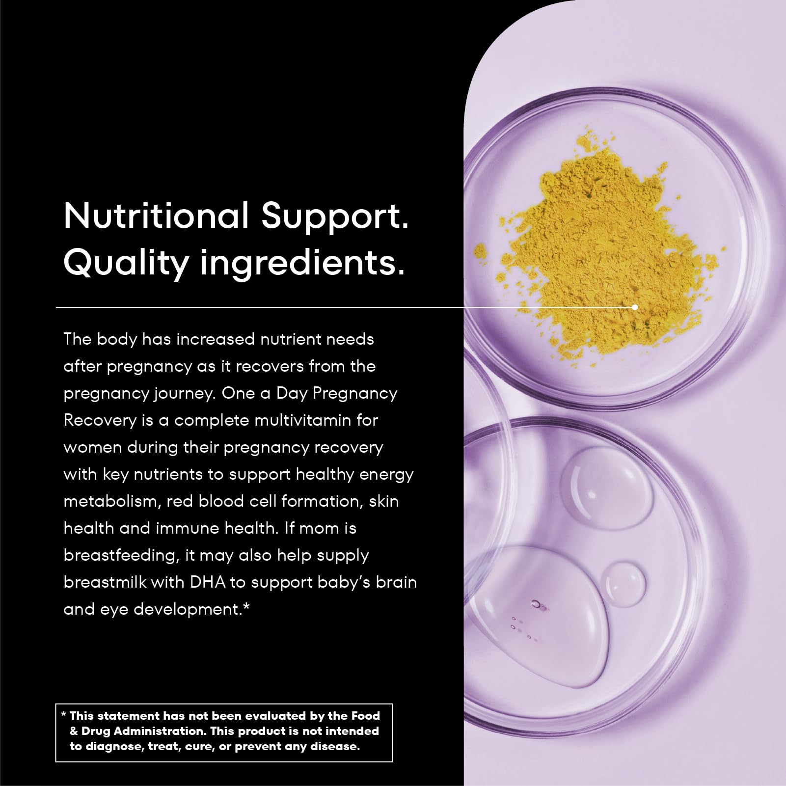 Soporte nutricional y calidad en ingredientes del multivitamínico posnatal.