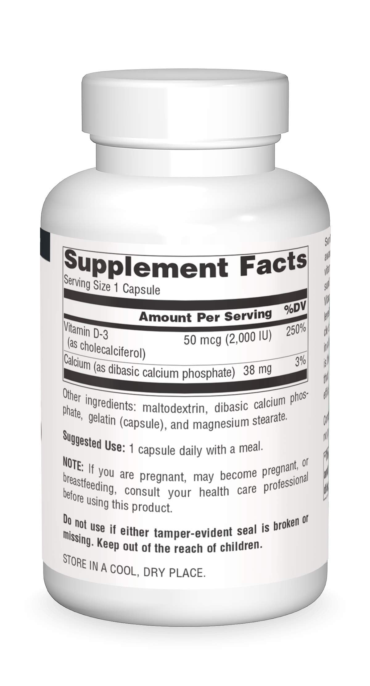 Source Naturals cápsulas vitamina D suplemento frontal