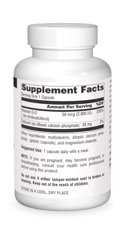 Source Naturals cápsulas vitamina D suplemento frontal