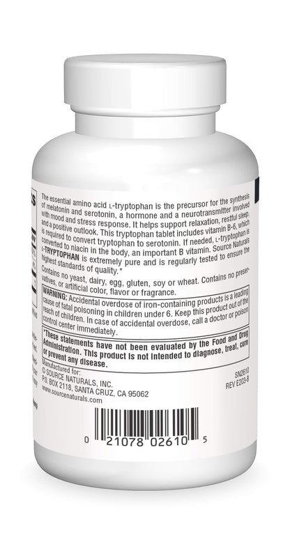 Caja supplemento Source Naturals L-Triptófano 90 tabletas