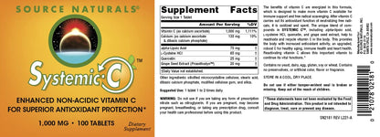 Lado del empaque Source Naturals Systemic C 1000 mg