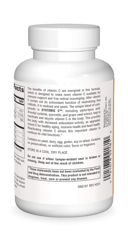 Detalle de tabletas Source Naturals Systemic C 1000 mg