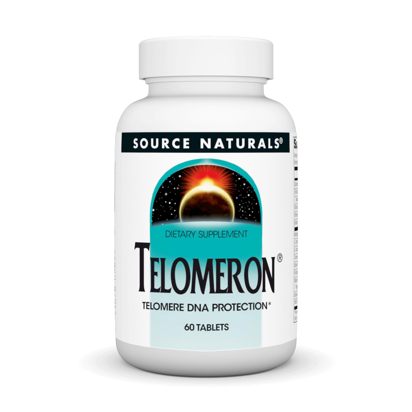 Botella de Source Naturals Telomeron 60 tabletas frasco frontal