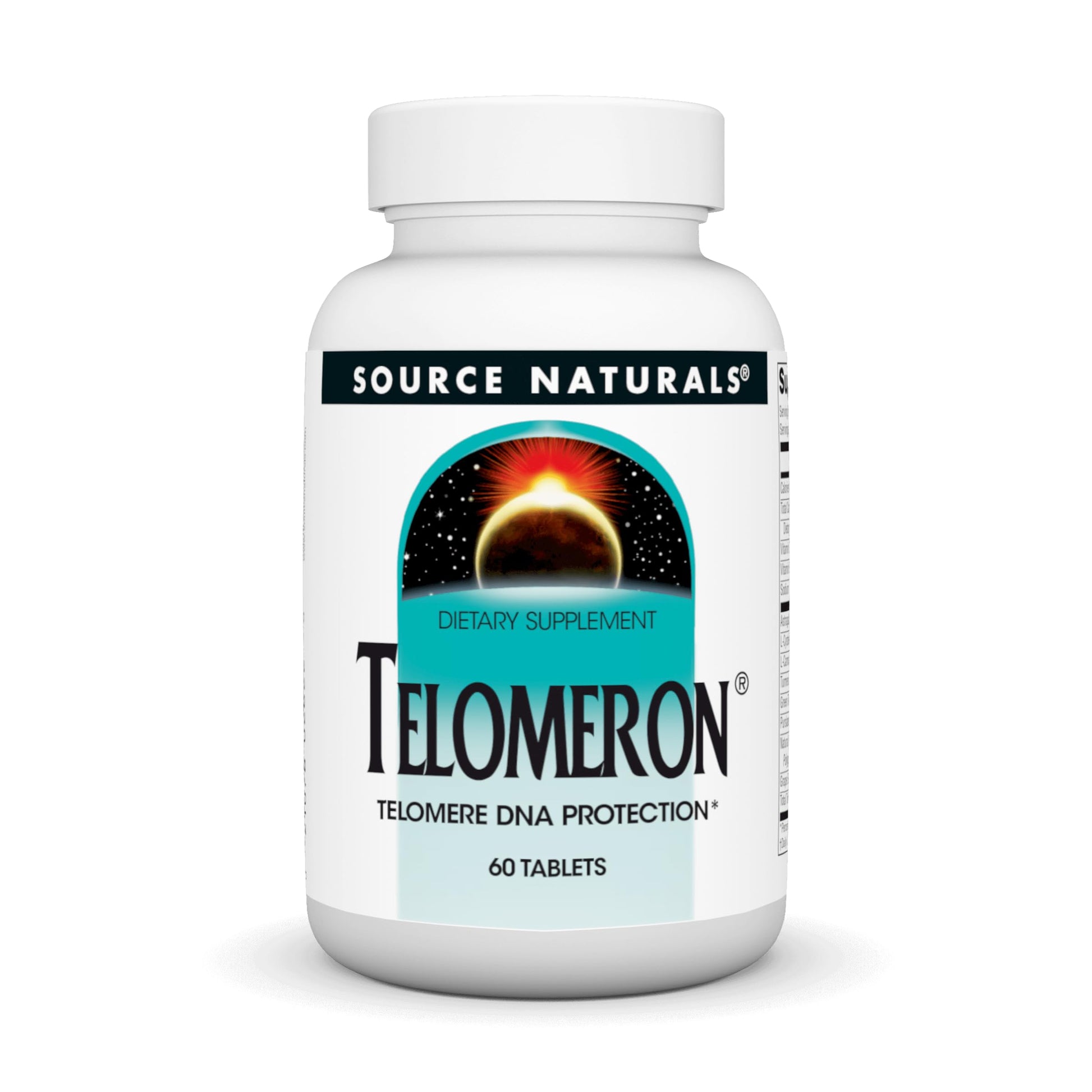 Botella de Source Naturals Telomeron 60 tabletas frasco frontal