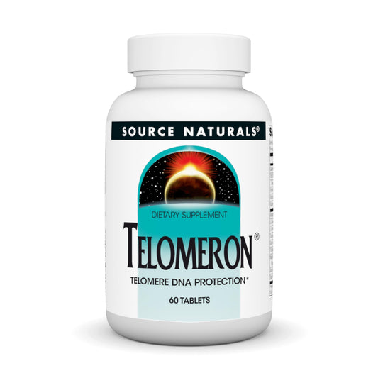 Botella de Source Naturals Telomeron 60 tabletas frasco frontal