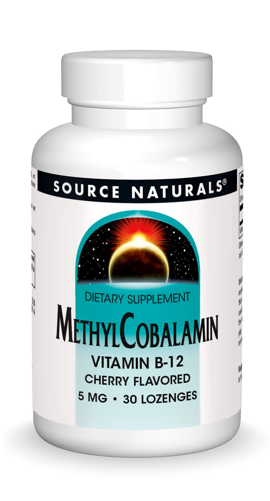 Frasco Source Naturals vitamina b-12 30 pastillas sabor cereza