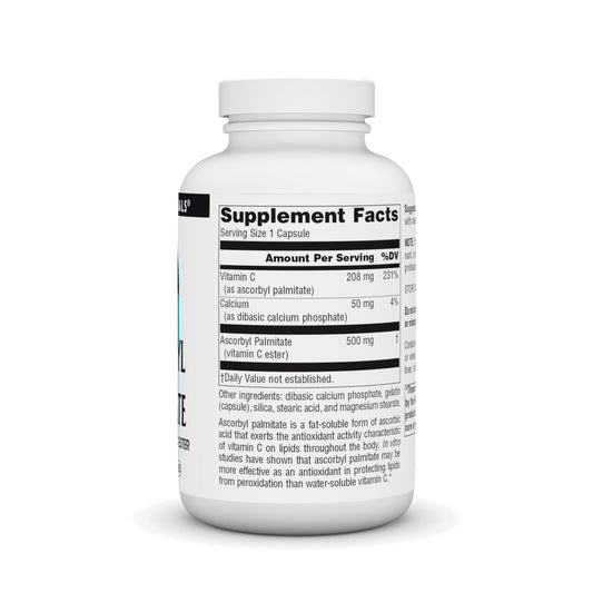 Etiqueta frontal suplemento Source Naturals vitamina C palmitato de ascorbilo