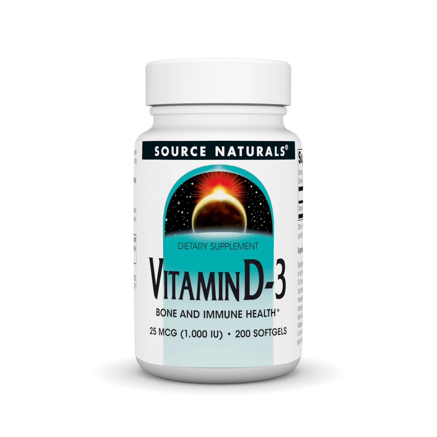 Source Naturals vitamina D3 1000 UI frasco 200 cápsulas blandas