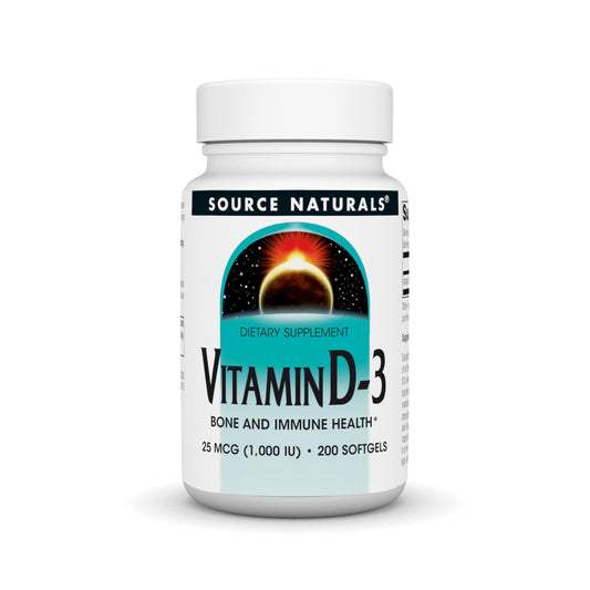 Source Naturals vitamina D3 1000 UI frasco 200 cápsulas blandas