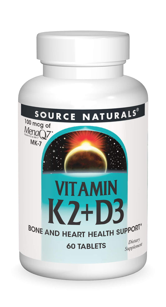 Source Naturals vitamina k2 d3 suplemento para huesos corazón 60 tabletas
