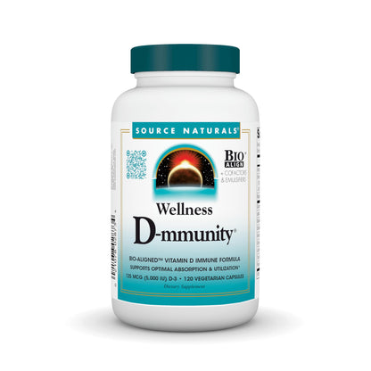 Source Naturals Wellness D-mmunity suplemento vitamina D 120 cápsulas vegetarianas