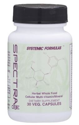Botella de suplementos Spectra One multi vitamina orgánica.