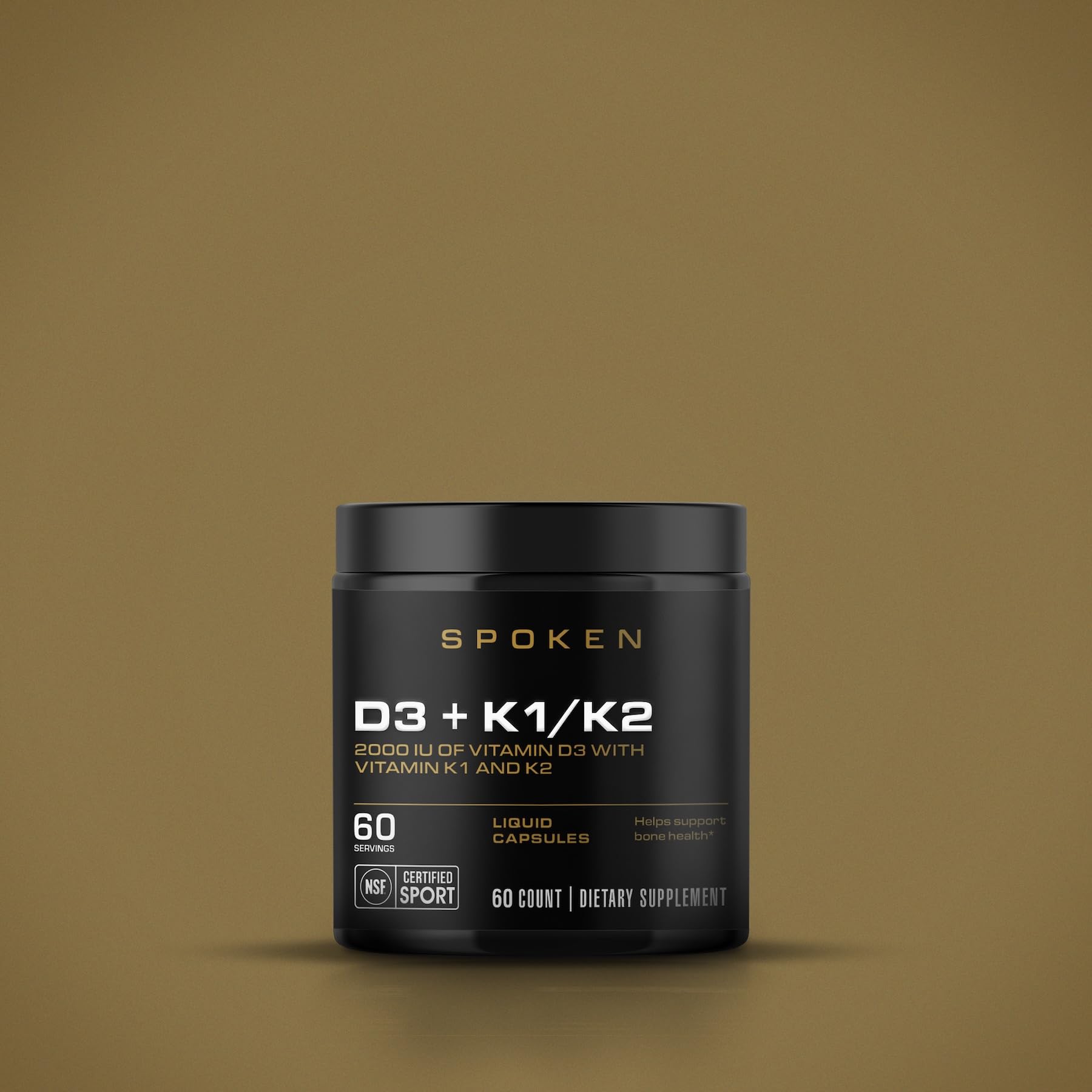 Etiqueta del suplemento Spoken vitamina D3 con K1 y K2