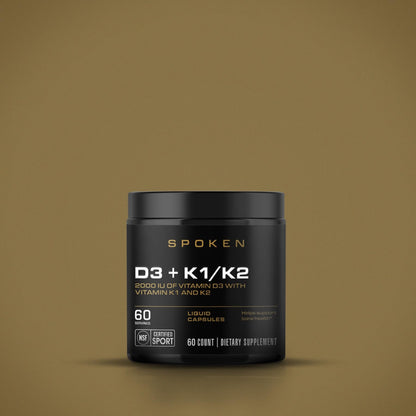 Etiqueta del suplemento Spoken vitamina D3 con K1 y K2