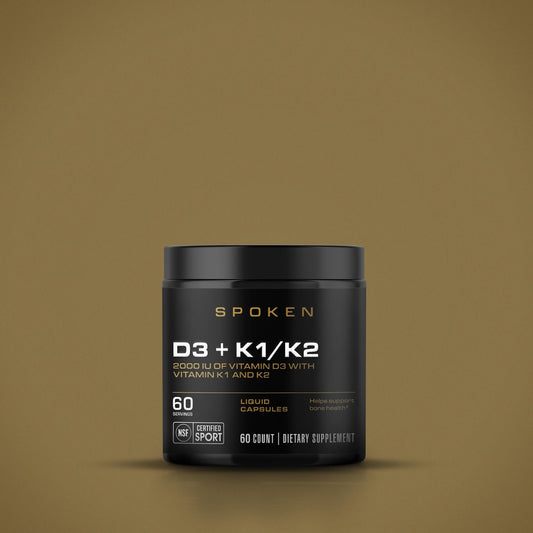 Etiqueta del suplemento Spoken vitamina D3 con K1 y K2