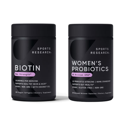 Sports Research Biotina y Probióticos Pack 10,000mcg
