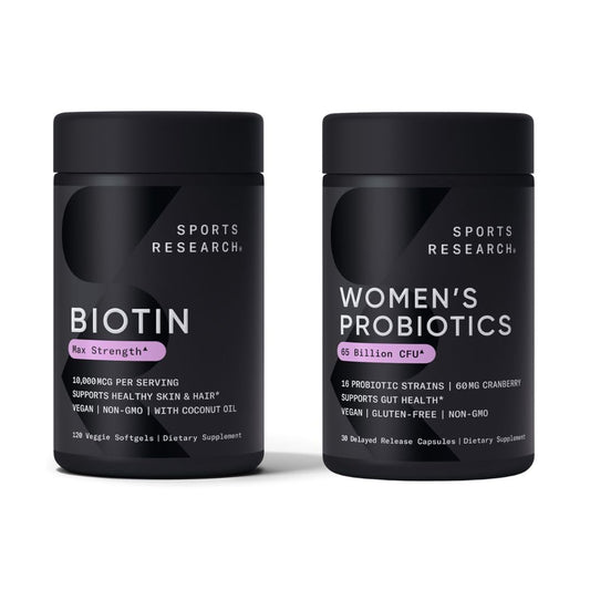 Sports Research Biotina y Probióticos Pack 10,000mcg