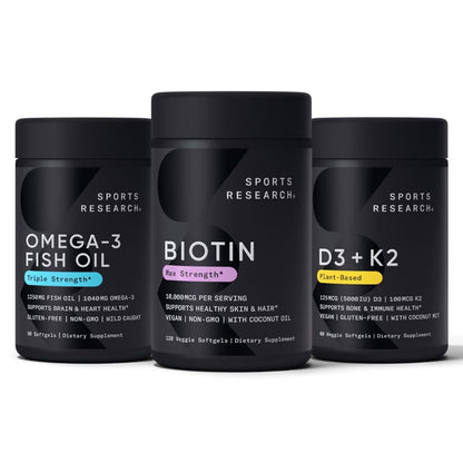 Sports Research Biotina vegana 10,000 mcg 120 cápsulas