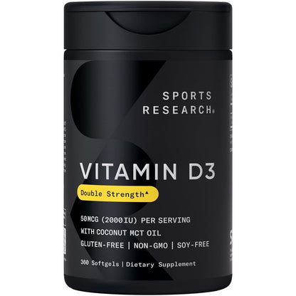 Sports Research Vitamina D3 2000 UI cápsulas líquidas envase frontal