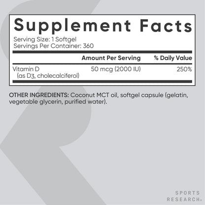 Sports Research Vitamina D3 2000 UI cápsulas líquidas varios