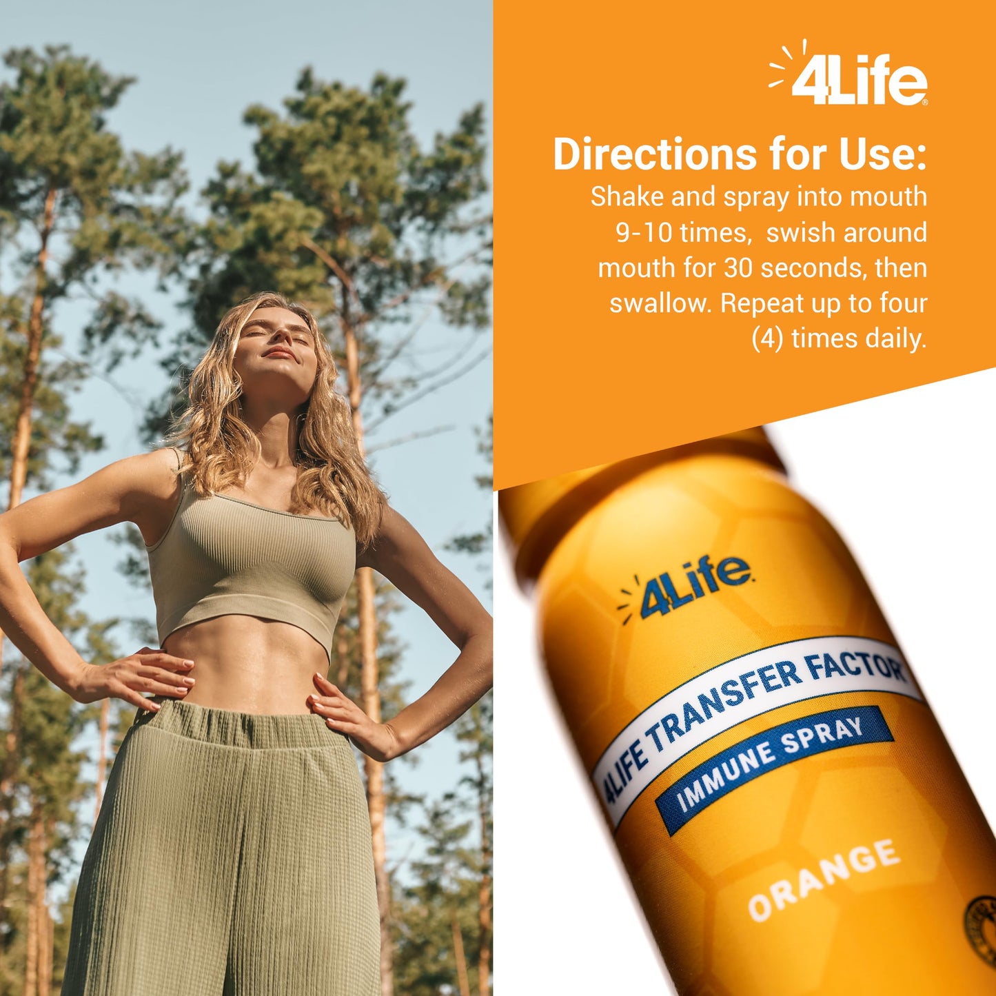 Spray 4Life sabor naranja para inmunidad