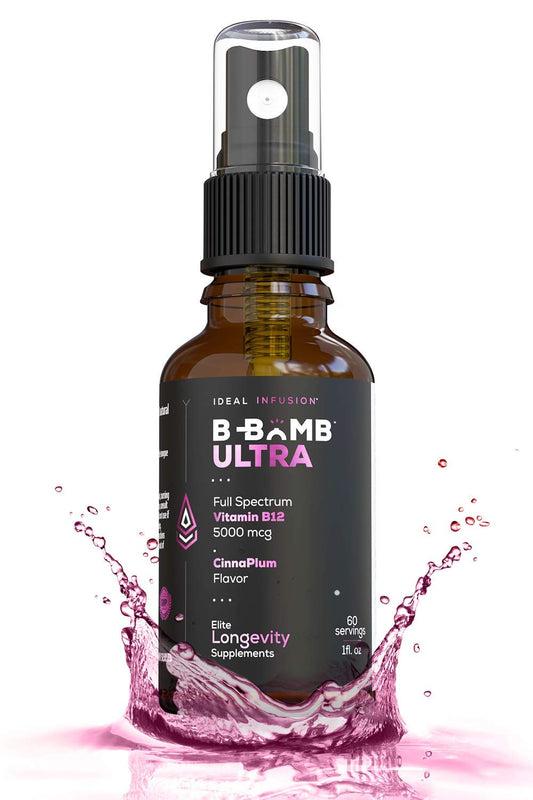 Spray líquido Ideal Infusion B-Bomb con triple vitamina B12 sabor cinnaplum