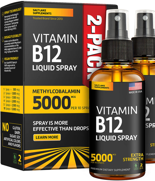 Spray líquido vitamina B12 sublingual Salt Lake suplemento 2 pack