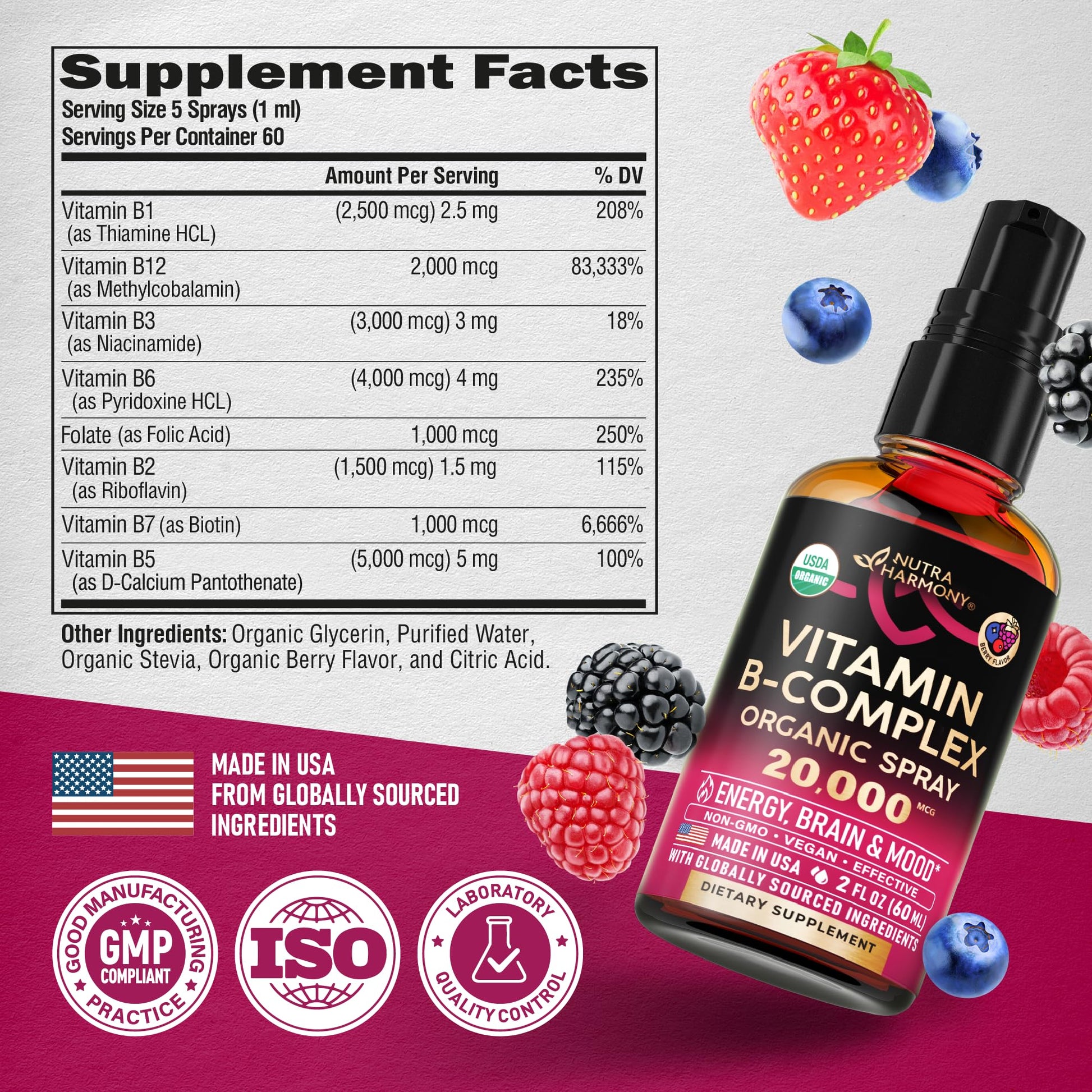 Spray líquido vitaminas B complejo para salud integral