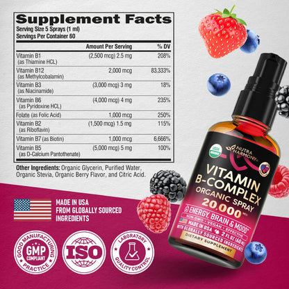 Spray líquido vitaminas B complejo para salud integral