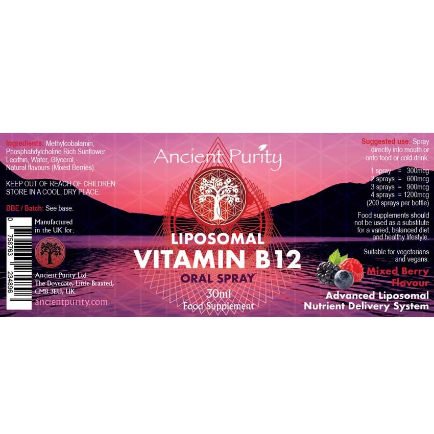 Spray oral Vitamina B12 liposomal para energía y salud nerviosa