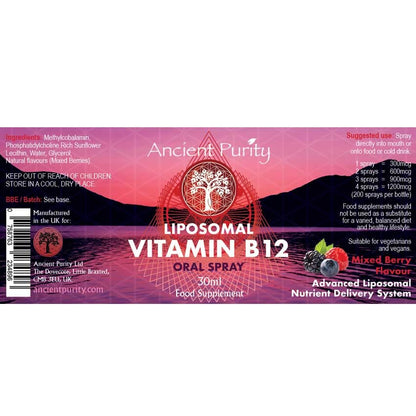 Spray oral Vitamina B12 liposomal para energía y salud nerviosa