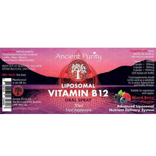 Spray oral Vitamina B12 liposomal para energía y salud nerviosa