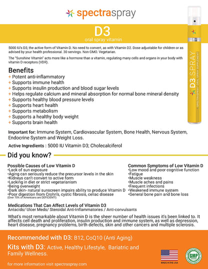 Spray oral vitamina d3 5000 ui spectraspray para todas edades