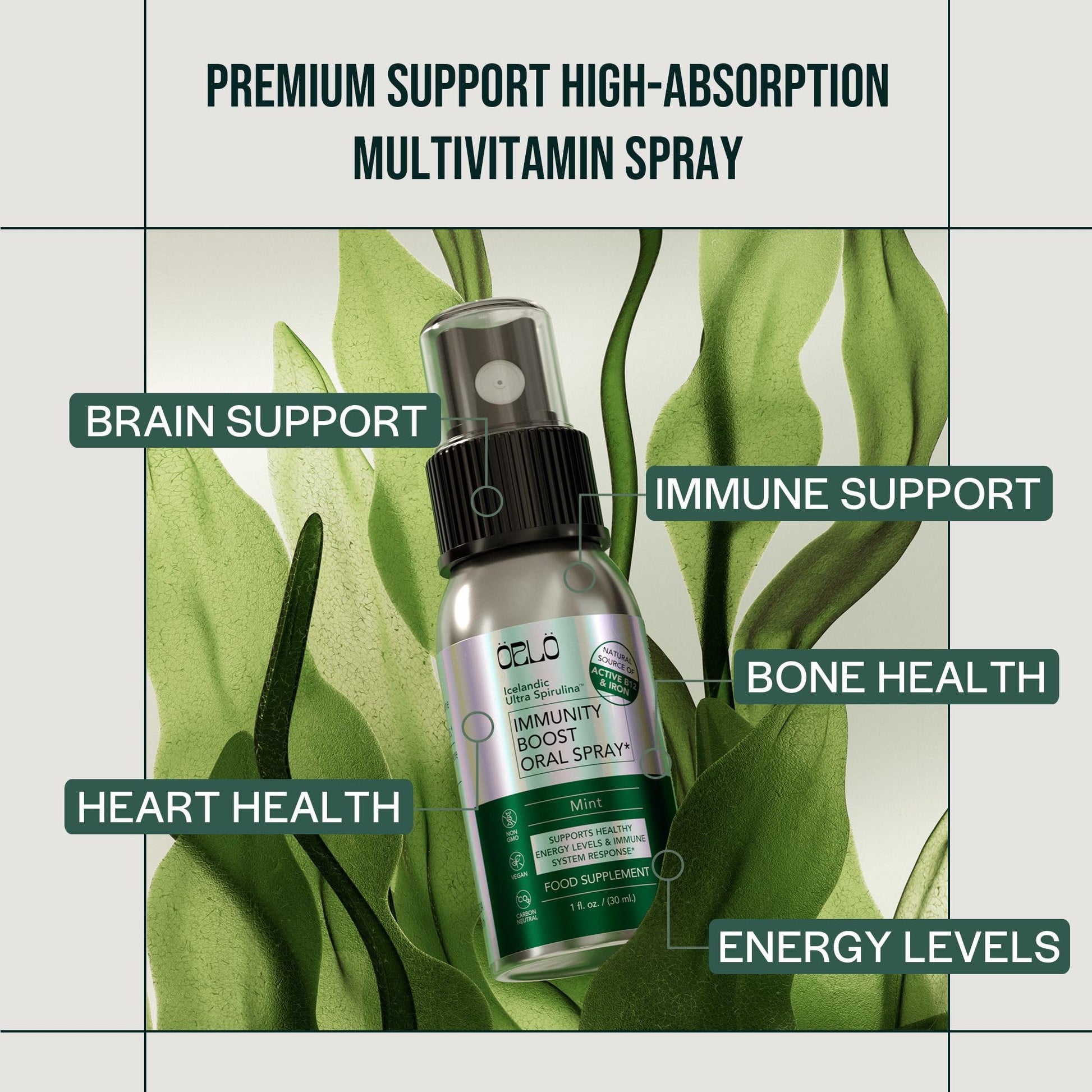 Spray Orlo de vitaminas completo y sostenible.