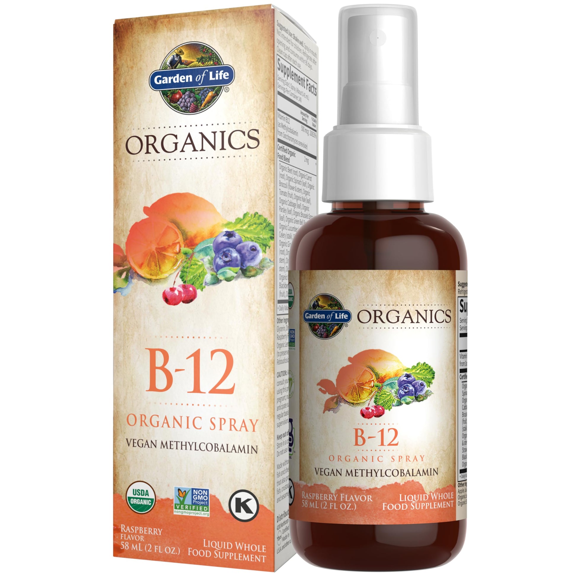 Spray vitamina B12 Garden of Life Organics 2oz
