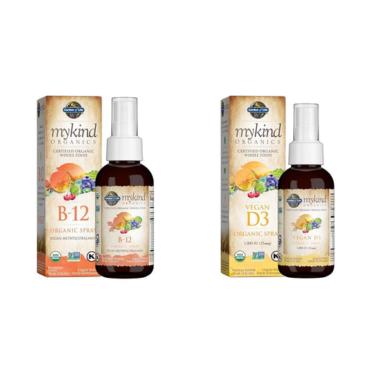 Spray de vitamina B12 orgánica Garden of Life sabor frambuesa
