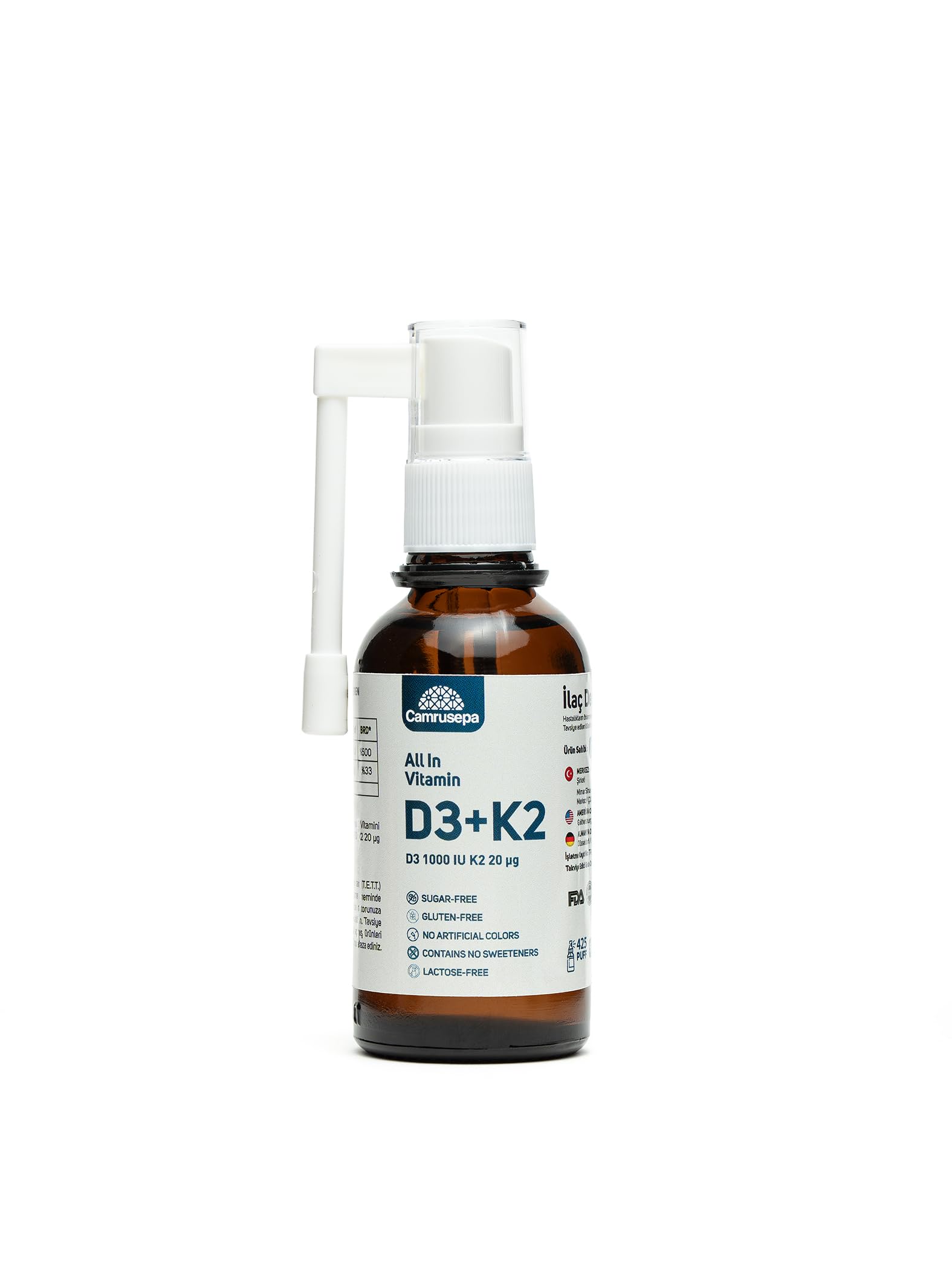 Botella de spray de vitamina D3 y K2 líquida para soporte óseo e inmunológico