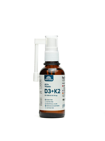 Botella de spray de vitamina D3 y K2 líquida para soporte óseo e inmunológico