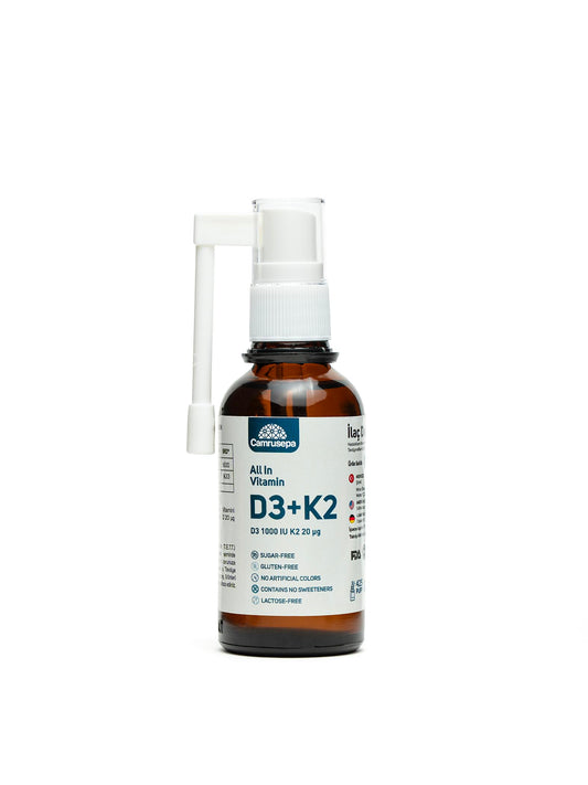Botella de spray de vitamina D3 y K2 líquida para soporte óseo e inmunológico