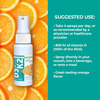 Spray vitamina d3 k2 para boca y alimentos vegan life