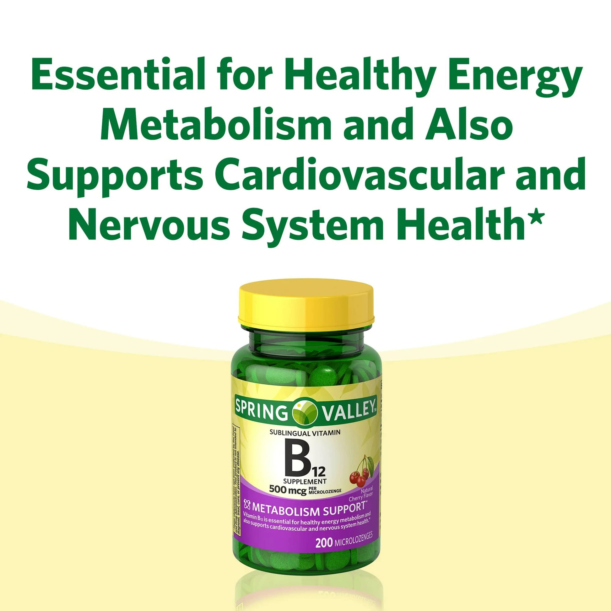 Spring Valley B12 500 mcg tabletas sublinguales 200 unidades