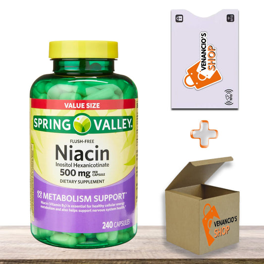 Spring Valley cápsulas vitamina B3 niacina 500 mg sin rubor 240 pastillas