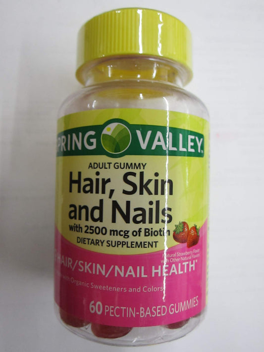 Spring Valley gomitas biotina 2500 mcg sabor fresa paquete doble