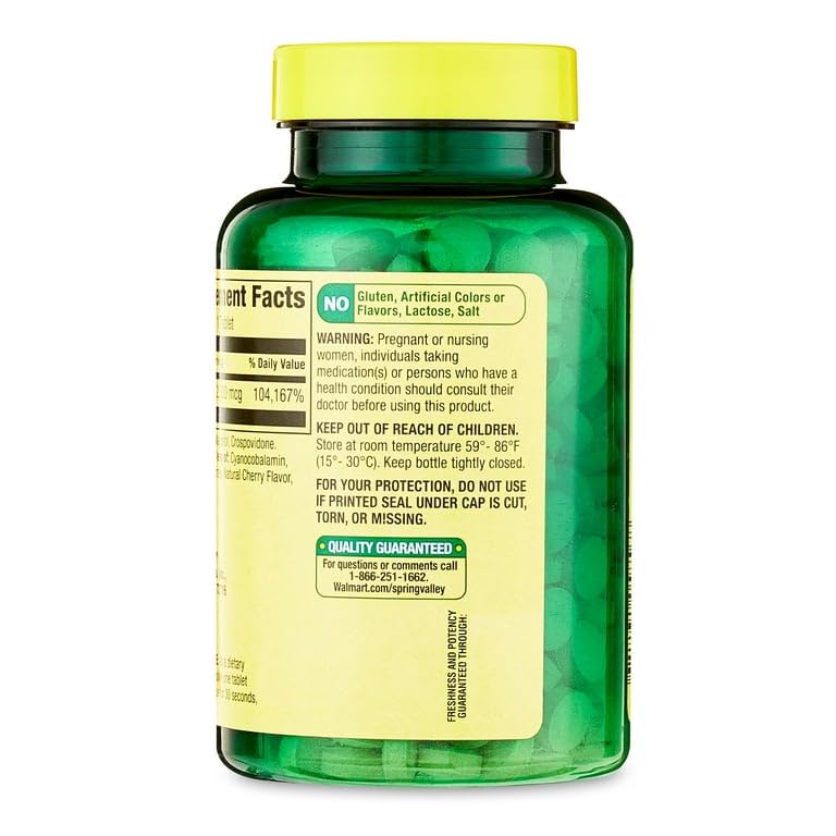 Detalle ingredientes vitamina b12 2500mcg Spring Valley cereza