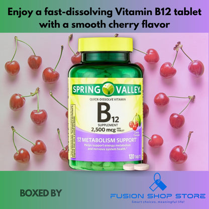 Etiqueta botella vitamina b12 sabor cereza Spring Valley