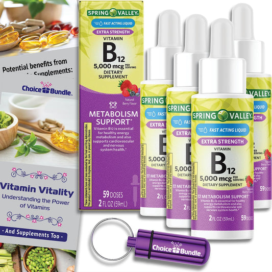Paquete 4 botellas vitamina B12 líquida Spring Valley 5000mcg