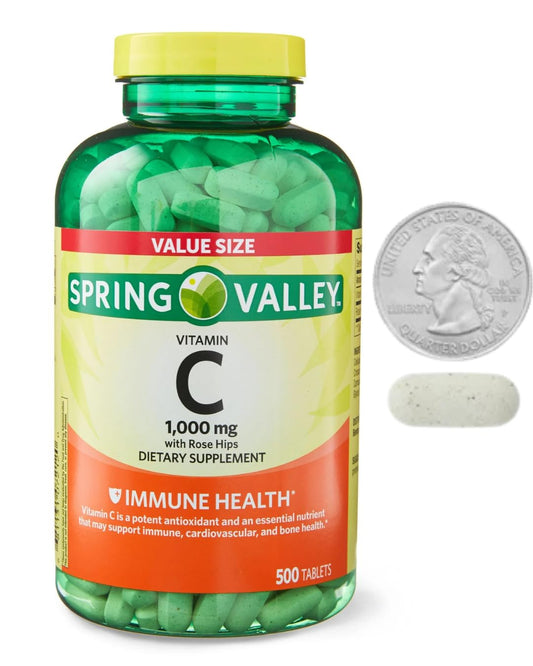 Spring Valley vitamina C 1000 mg rosa mosqueta 500 tabletas